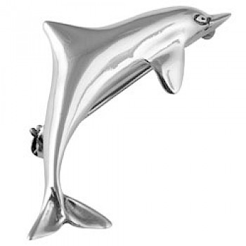 Silver Dolphin Brooch - 55mm Long