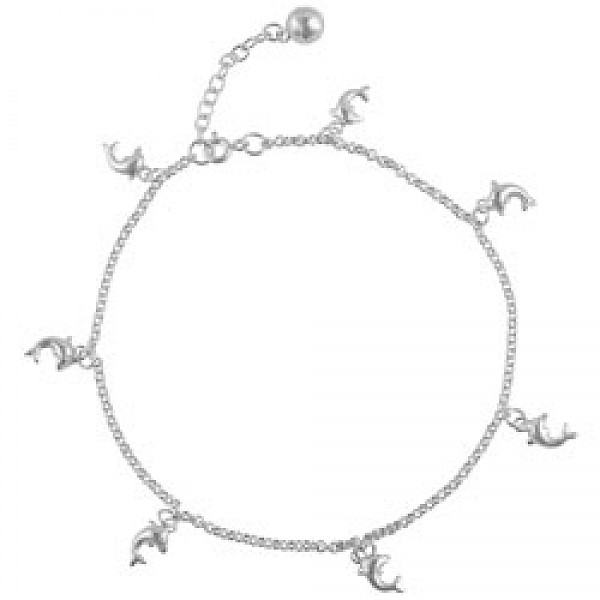 Sterling-Silver Dolphin Chain Anklet