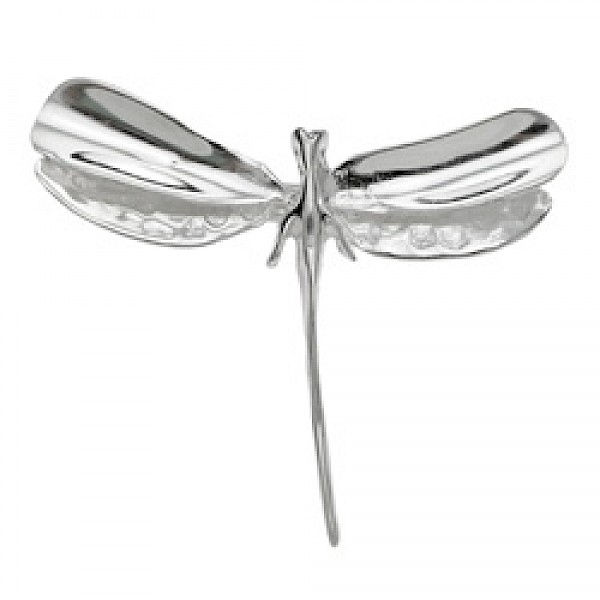 Silver Dragonfly Brooch - 48mm Wide