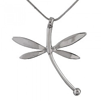 Silver Dragonfly Pendant - 50mm Long - AL095