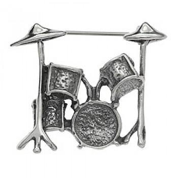 Silver Drum Kit Brooch
