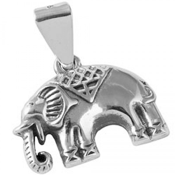Silver Elephant Pendant - 30mm - AL058