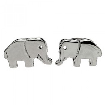 Silver Elephant Stud Earrings - 13mm Wide