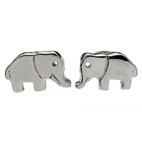 Silver Elephant Stud Earrings - 13mm Wide