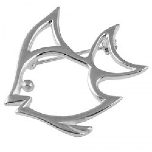 Silver Fish Brooch - 35mm Wide