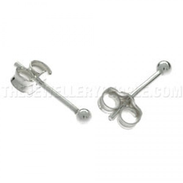 Bead Silver Stud Earrings - 2mm - 2816