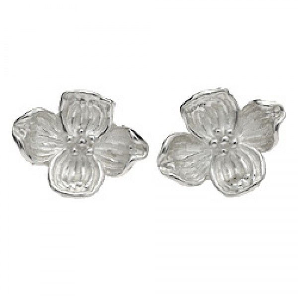 Silver Flower Berry Stud Earrings