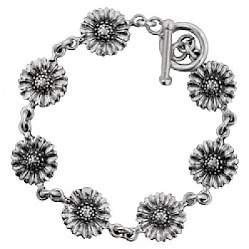Silver Flower T-Bar Bracelet