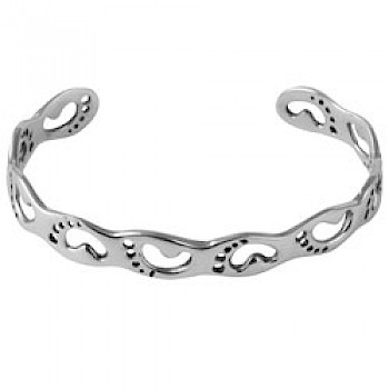 Silver Footprint Bangle - 10mm Wide