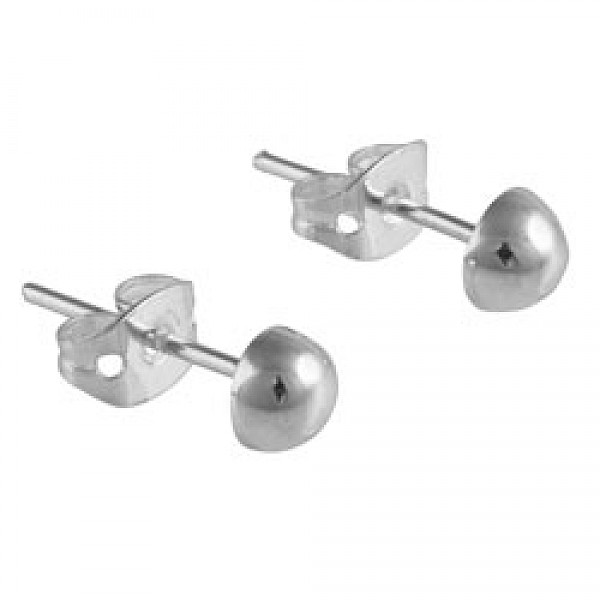 Silver Half Ball Stud Earrings - 5mm