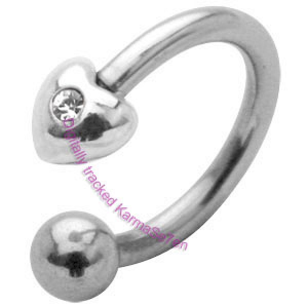 Silver Heart Charm Belly Ring - Clear