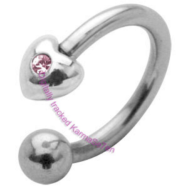 Silver Heart Charm Belly Ring - Pink