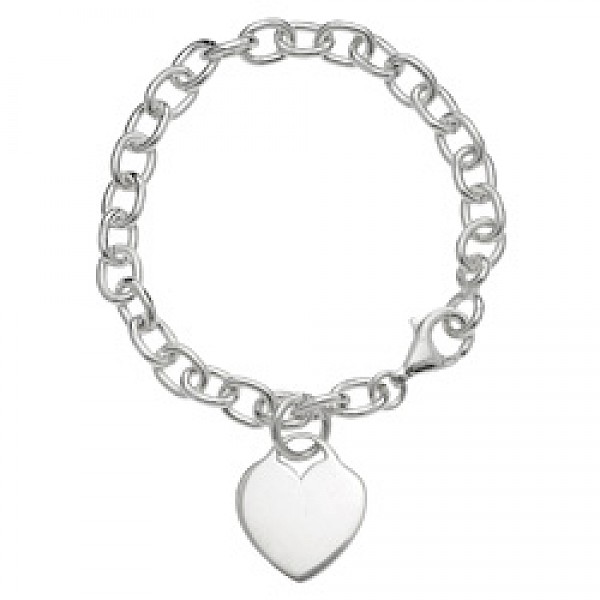 Silver Heart Charm Link Bracelet - Petite