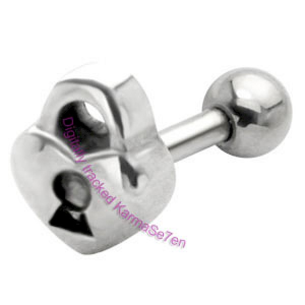 Silver Heart Padlock Upper Ear Stud