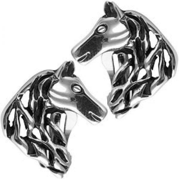 Silver Horse Head Clip-On Earrings - 25mm