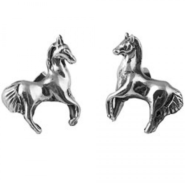 Silver Horse Stud Earrings - 20mm Solid