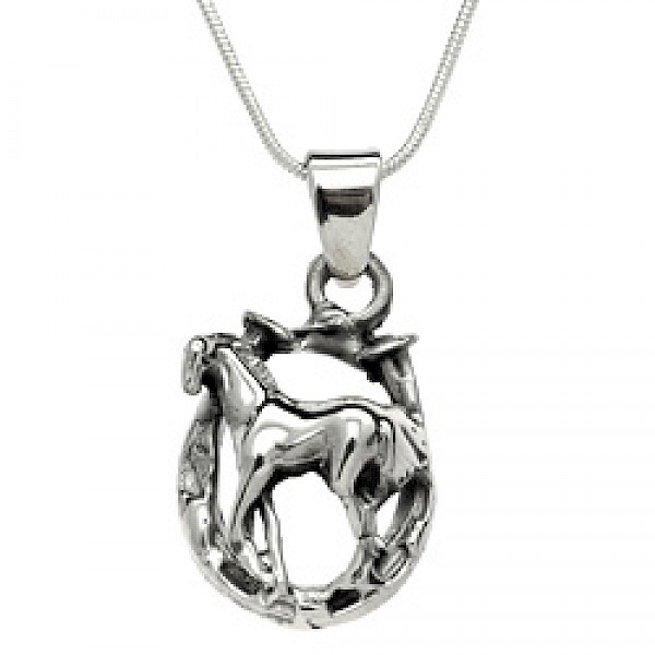 Silver Horseshoe Pendant - 37mm - EE071