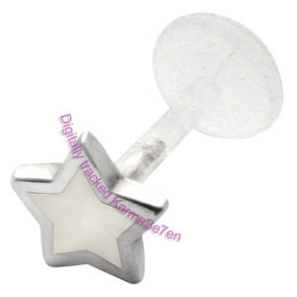 Silver Inlay Star Lip Stud - White
