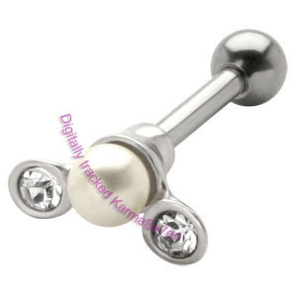 Silver Jewel & Pearl Upper Ear Stud
