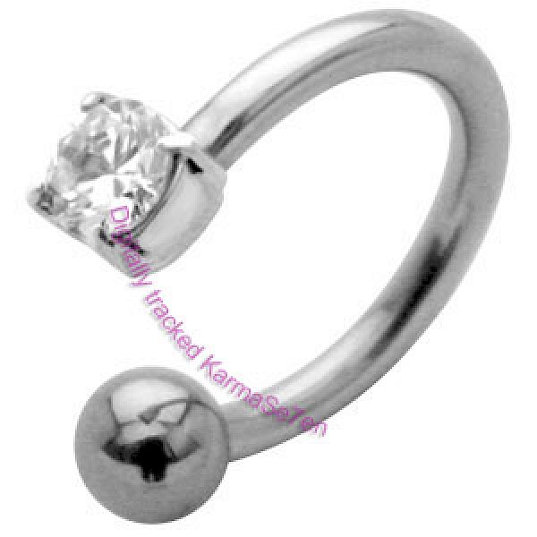 Silver Jewel Charm Belly Ring - Clear