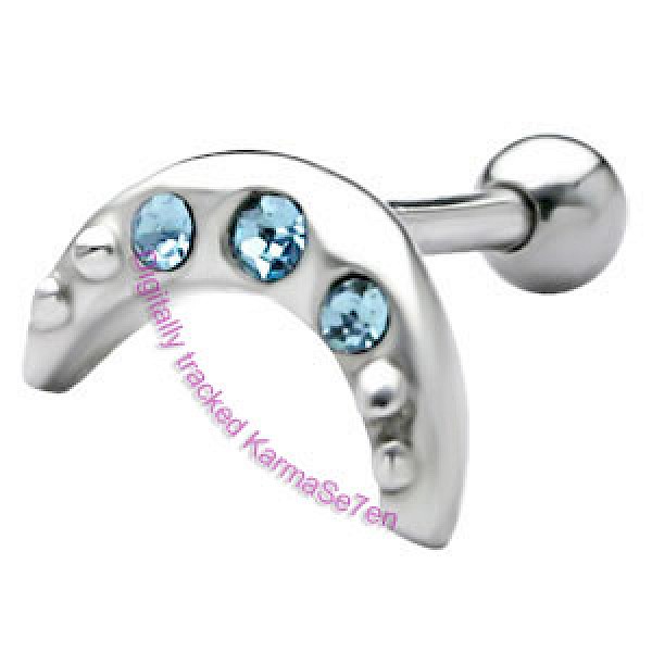 Silver Jewelled Moon Upper Ear Stud
