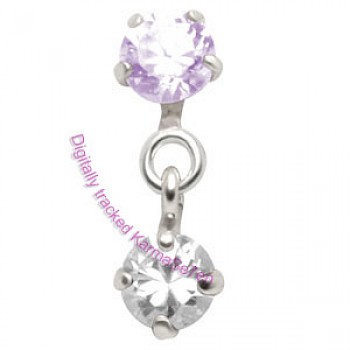 Silver Jewels Dangling Tragus Stud - Lavender & Crystal