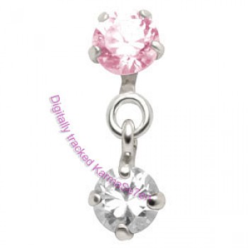 Silver Jewels Dangling Tragus Stud - Pink & Crystal