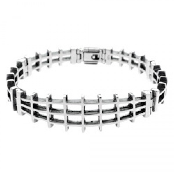 Silver Hinged Fence Bracelet