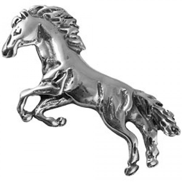Silver Jumping Horse Brooch - 37mm