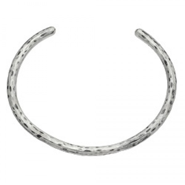 Silver Leopard Print Tubed Bangle - 4mm Wide