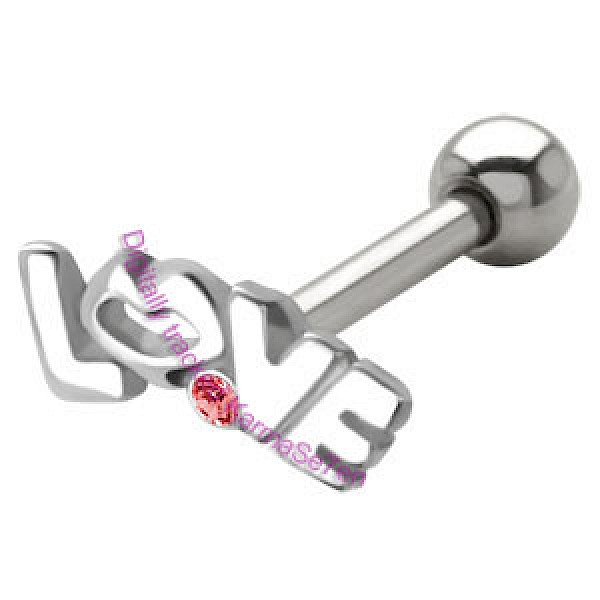 Silver Love Upper Ear Stud - Red