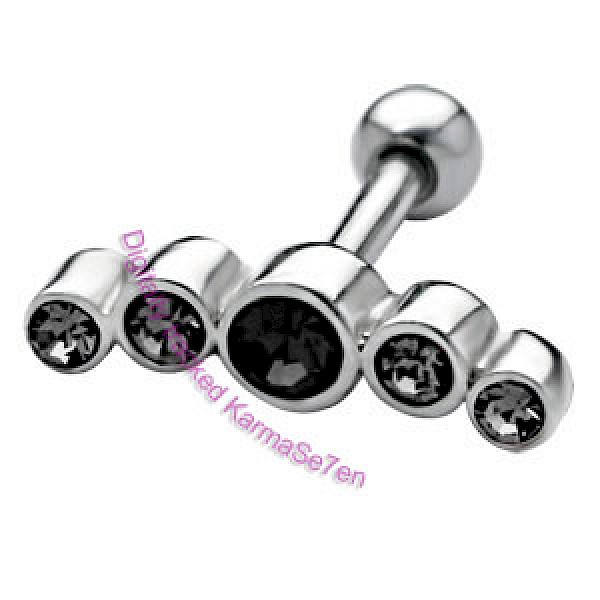 Silver Medium Jewel Strip Upper Ear Stud