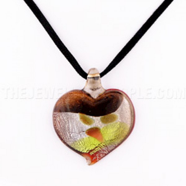 Silver Multi Heart Dichroic Glass Pendant - GLS110