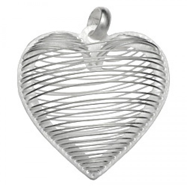 Silver Multi-Wire Heart Pendant - PT1006