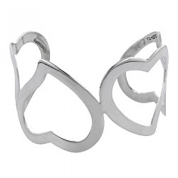 Silver Open Heart Bangle - 38mm Wide