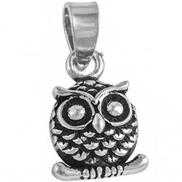 Silver Owl Pendant - 18mm - PT679