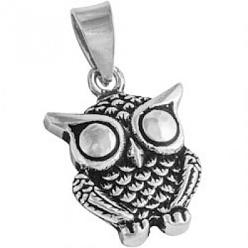 Silver Owl Pendant - 25mm - PT681