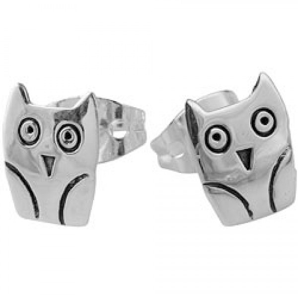 Silver Owl Stud Earrings - 8mm