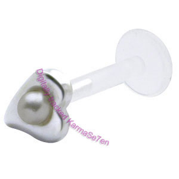 Silver Pearl Heart Lip Stud - White