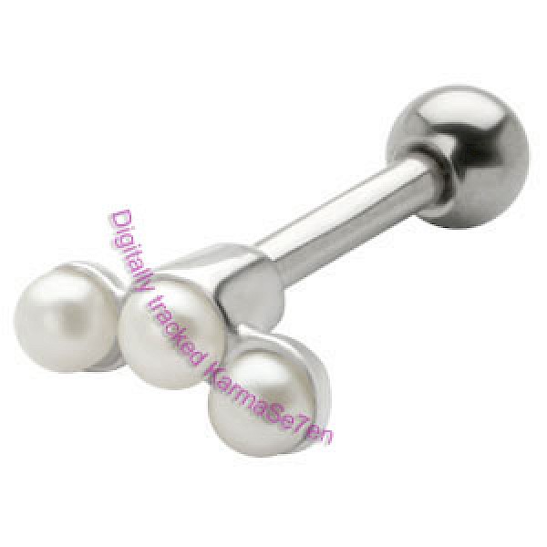 Silver Pearl Strip Upper Ear Stud