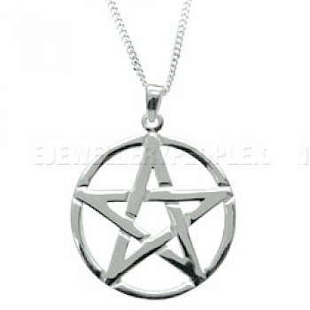 Silver Pentagram Pendant - Large - L9798
