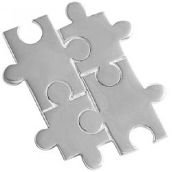 Silver-Plated Polished Jigsaw Brooch - 37mm