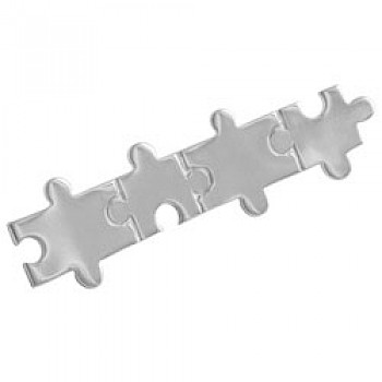 Silver Plated Polished Jigsaw Brooch - 49mm