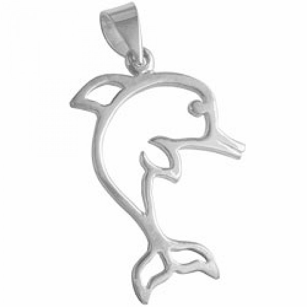 Silver Polished Dolphin Pendant - PT683
