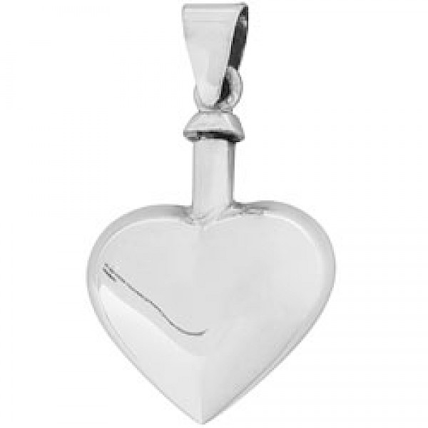 Silver Polished Heart Pendant - 30mm - PT692