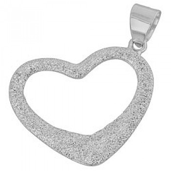 Silver Glitter Effect Heart Pendant - PT690