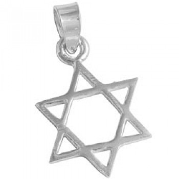 Silver Polished Star of David Pendant - PT685