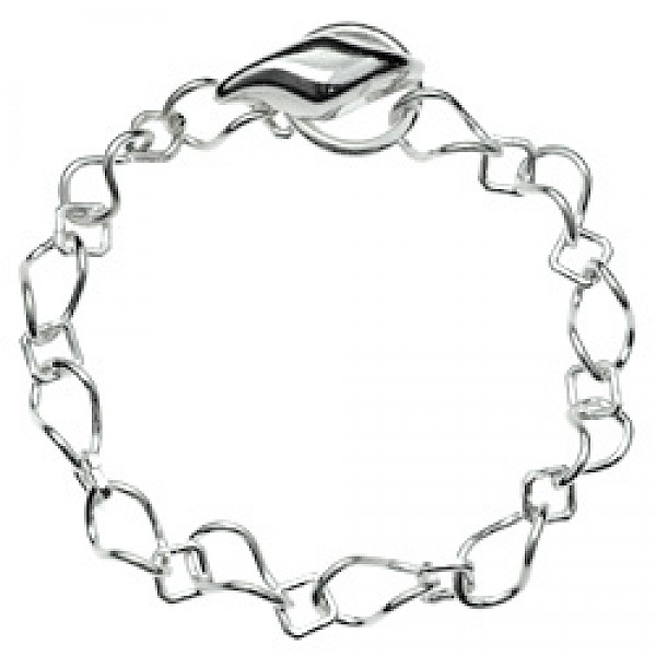 Silver Polished Twisted Ovals Bracelet