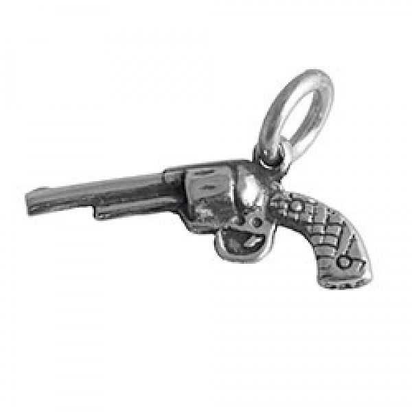 Silver Revolver Charm