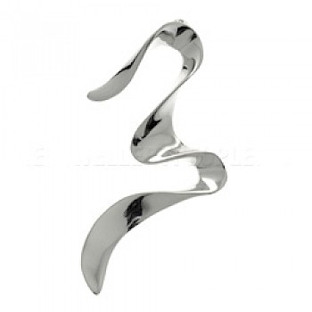 Silver Ribbon Pendant - 55mm Long - PT305